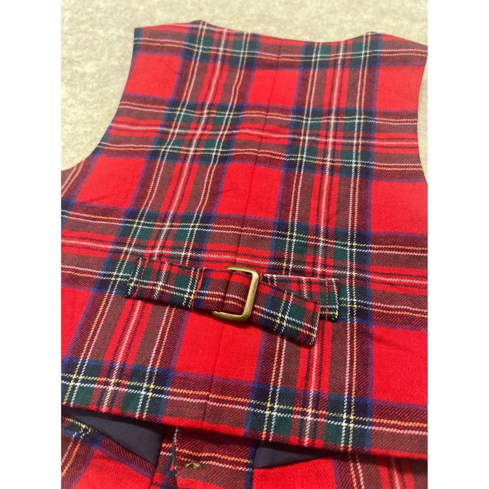 Janie and Jack Red Plaid‎ Formal Wool Vest Boys 12-18 Months Holiday Party